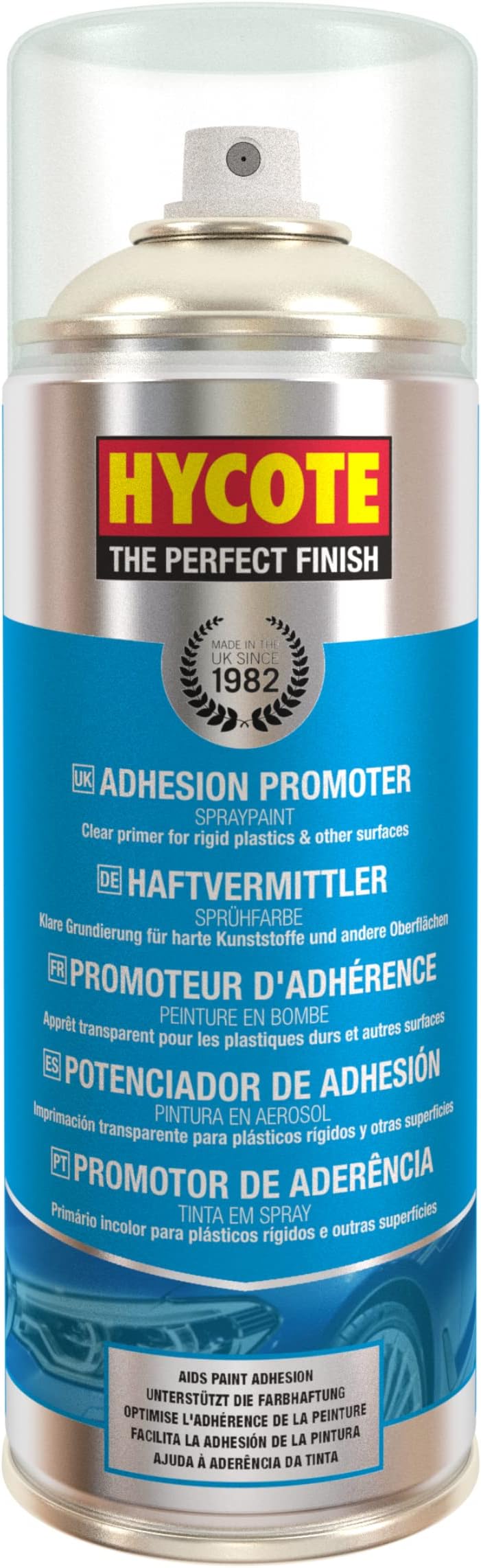 Hycote Adhesion Promoter Aerosol Spray Paint 400ml Clear Satin Finish Plastic
