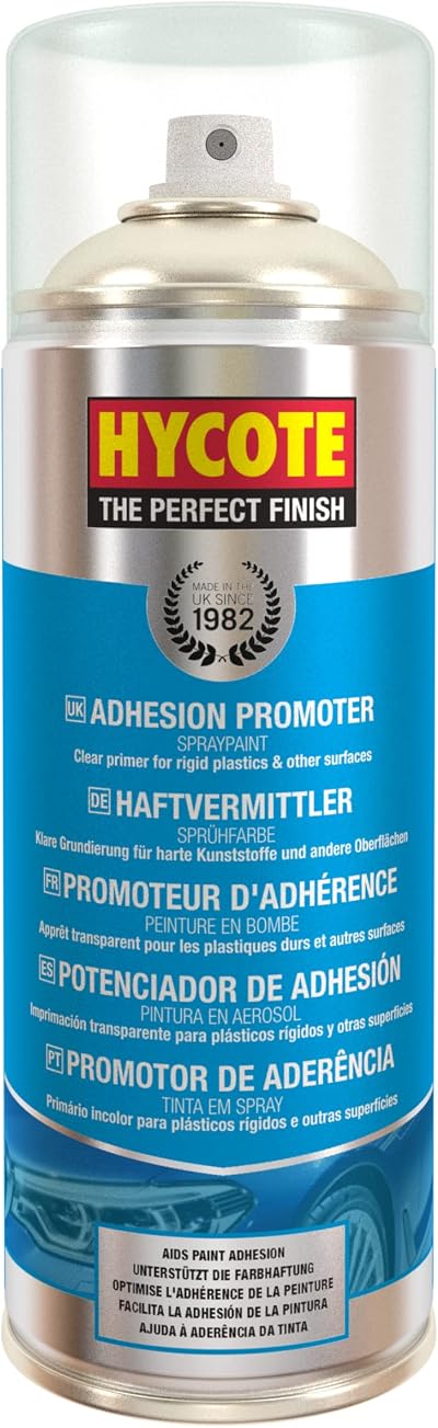 Hycote Adhesion Promoter Aerosol Spray Paint 400ml Clear Satin Finish Plastic