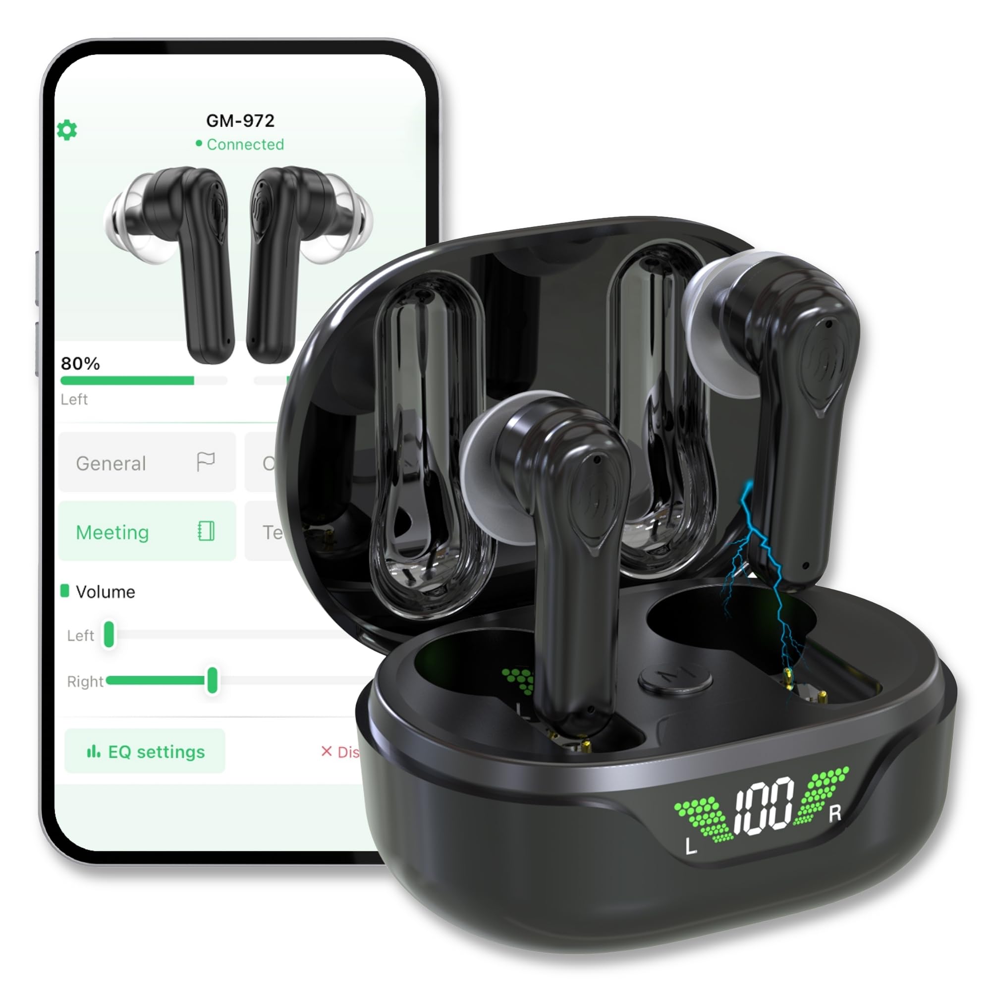 Photo 1 of Premium Digital Hearing Aids for Seniors and Adults w/Noise Reduction, Lightweight In-Ear Bluetooth Hearing Amplifiers, Smart App Control, Rechargeable All-Day Battery Life Magnetic LCD Charging Case