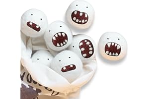 Woolbuddy Dryer Balls, 6-Pack Reusable Wool Laundry Accessories, Monster Design for Pet Hair Removal, Home Essentials, Cute and Efficient Drying Solution