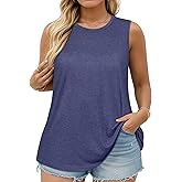 JOELLYUS Women Plus Size Tank Tops Summer Sleeveless Top Crew Neck Casual Blouse Oversized Shirts