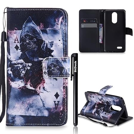 BtDuck Hülle für LG K8 2017 Schwarz,Hülle Leder Magnet Ultra Slim Buntes Muster Stand Flip Tasche Lederhülle Weich Silikon Ba