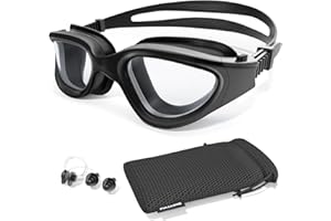 Fulllove Swim Goggles, Tenfold Long-lasting Anti Fog Swimming Goggles for Adult Men Women, No Leakage with Nose Clip Earplugs