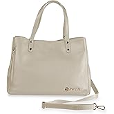 Baroncelli Large Leather Tote Bag Genuine Italian Pebbled Leather Designed and Made in Italy