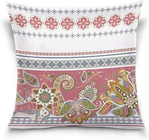 Amazon Com Ye Store Red And White Paisley Cotton Throw Pillow