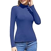 Chongbaijia Turtleneck Tops for Women Long Sleeve Shirts Spring Winter Fashion Stretch Fitted Thermal Underwear Tops