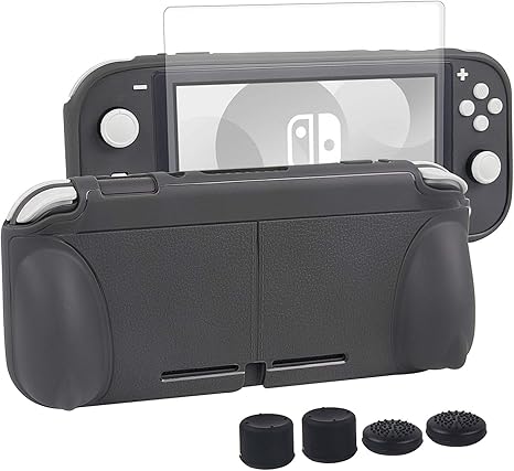 Amazon Com Chin Fai Grip Case With Screen Protector For Nintendo Switch Lite 2019 Hard Tpu Protective Case Cover For Switch Lite Self Stand 4 Thumb Stick Caps Gray Mp3 Players Accessories
