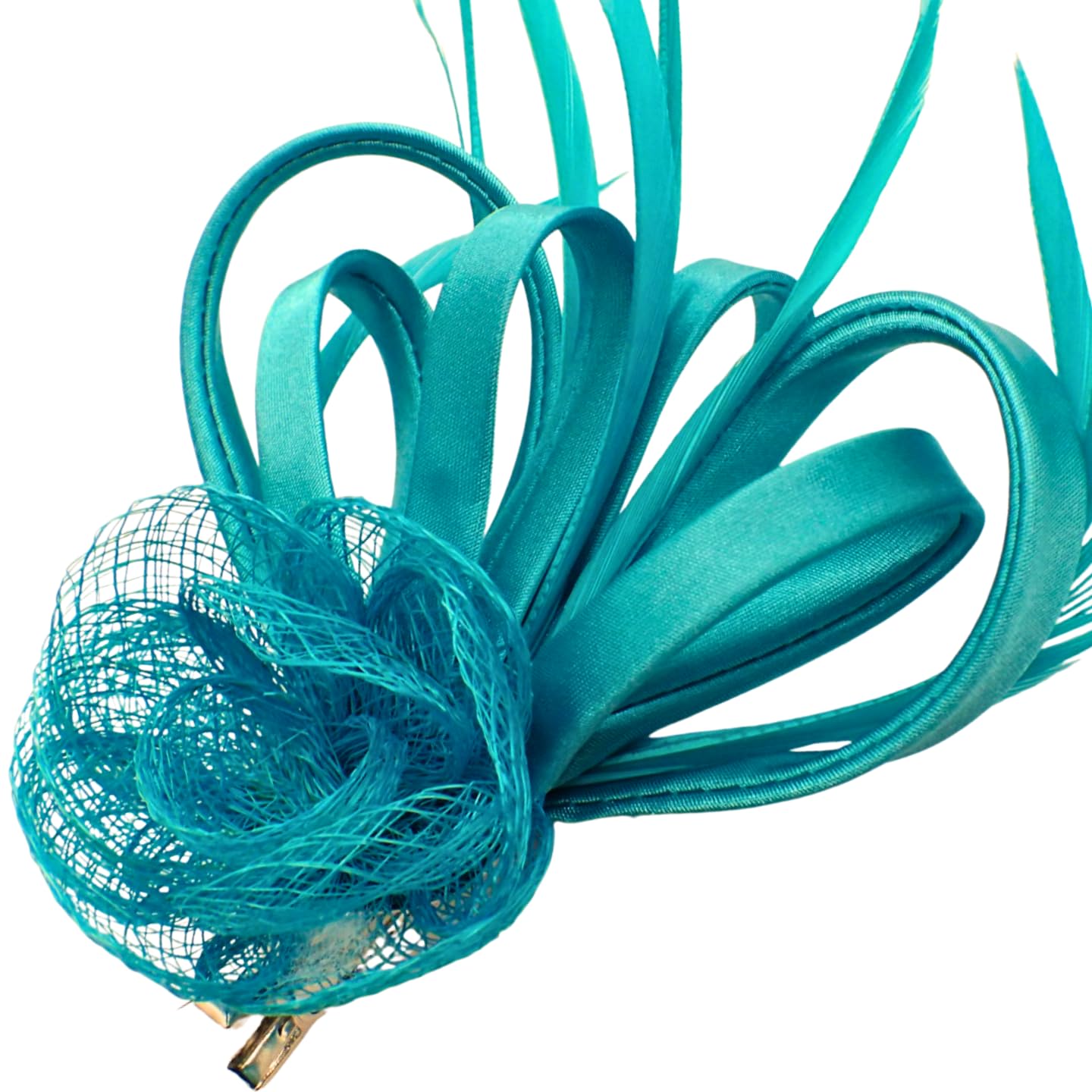 Topkids Accessories Mini Fascinator Hair Clips Small Fascinators Fascinator Flower Hair Clip Wedding Clip Royal Ascot Hat Wedding Corsage On Clip & Brooch Pin For Women, Ladies, Girls (Aqua)