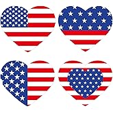Patriotic Stickers American Flag Stickers - 480Pcs 1.5 Inch Self-Adhesive Heart 4th of July Sticker USA Flag Sticker for Envelopes Seals, 4th of July Memorial Day Party Decorations (Heart)