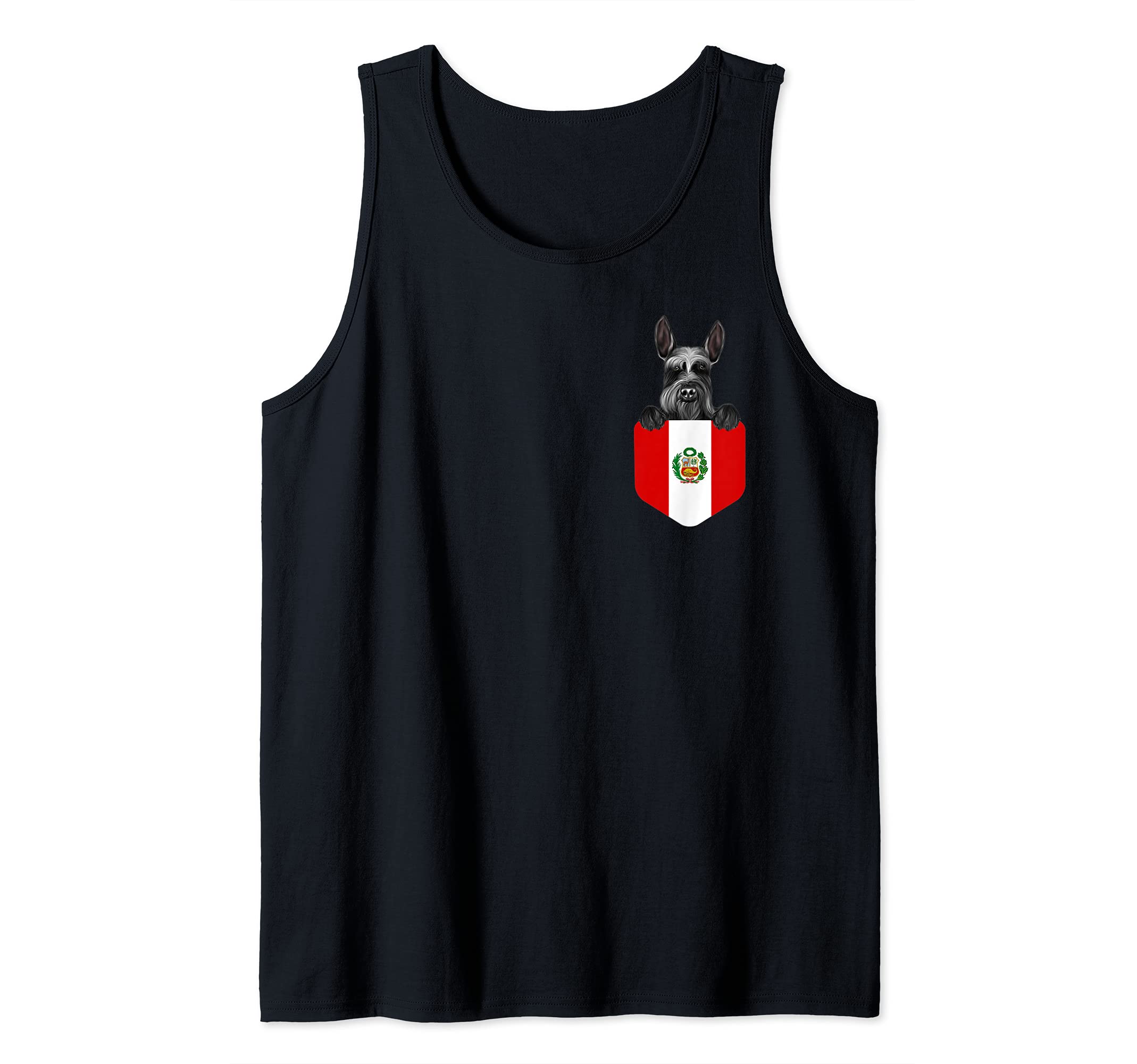 Peru Flag Giant Schnauzer Dog In Pocket Tank Top