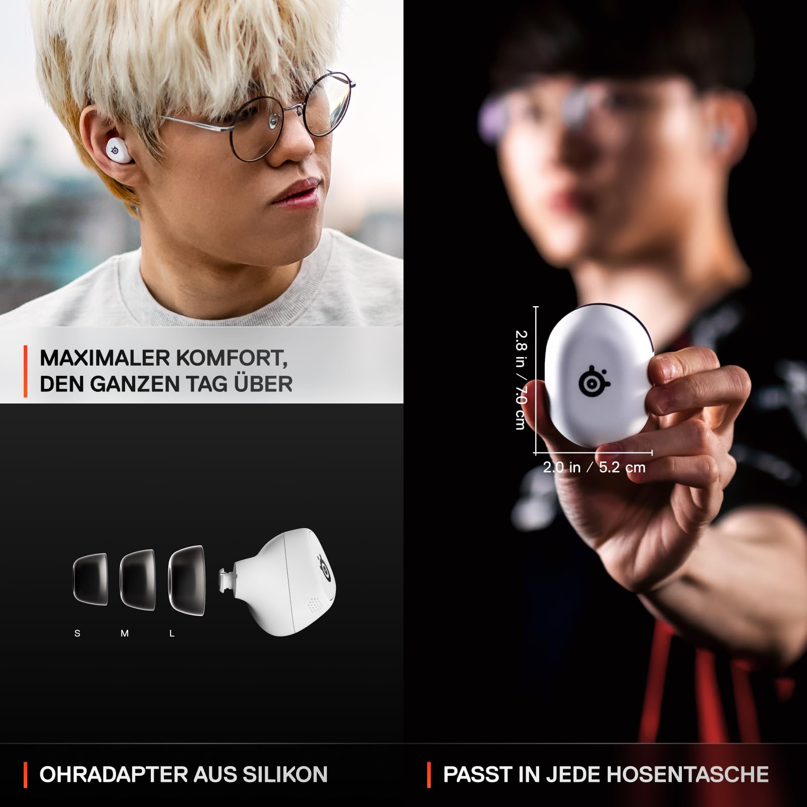 SteelSeries Arctis GameBuds für PS5 - Wireless In Ear Gaming Kopfhörer - 2,4GHz + BT5.3 - ANC/Transparenzmodus - Wasserbeständig IP55 - 40 Std. Akku - Drahtloses Laden - Für PS5, PC, Switch 2, Mobil 7