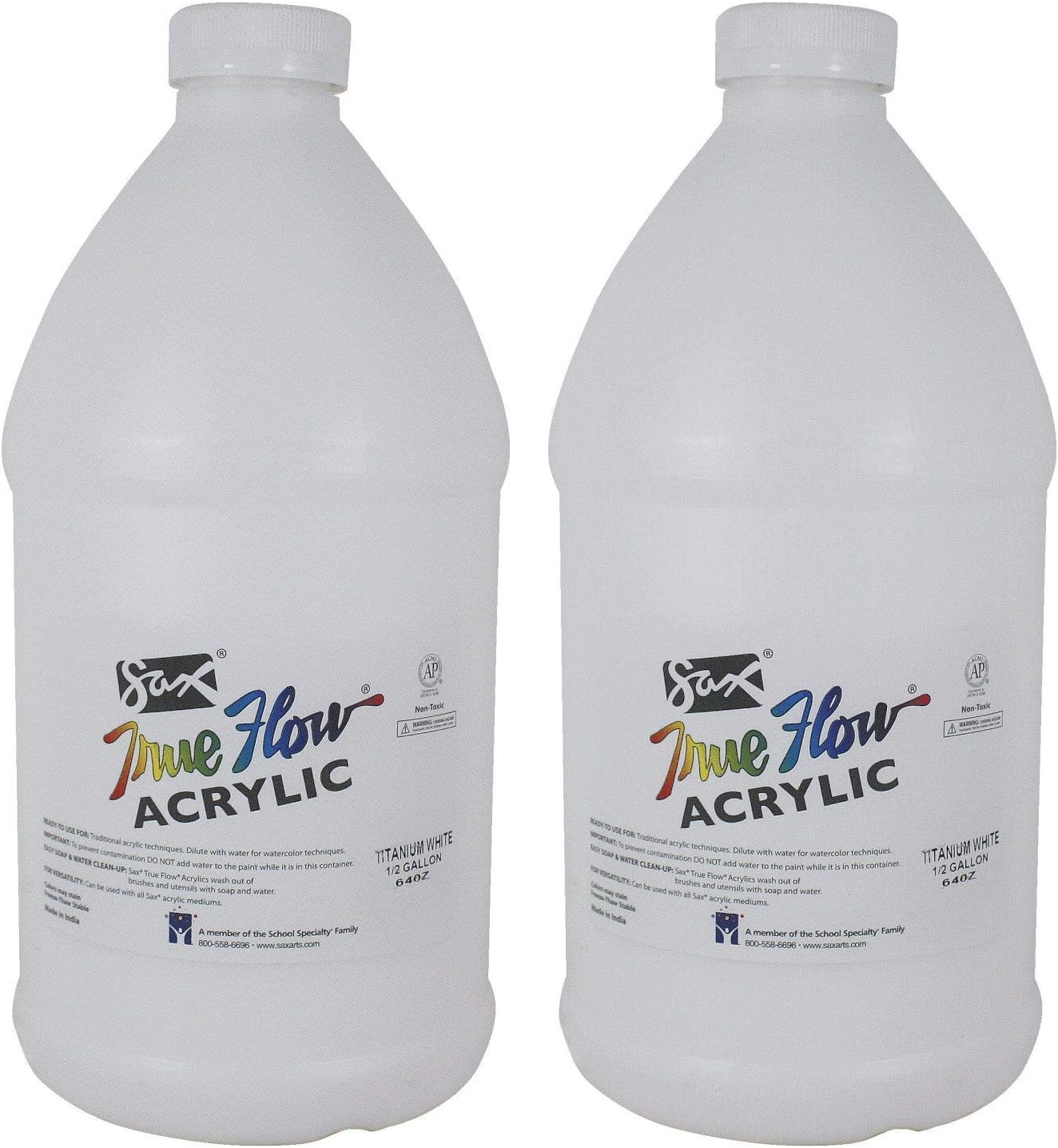 Sax True Flow Heavy Body Acrylic Paint, 1/2 Gallon, Titanium White - 439301 (Twо Pаck)