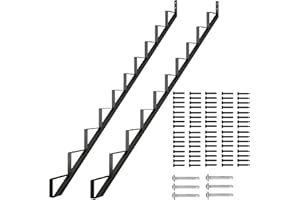 DIYHD Outdoor Steel Stair Riser 10 Steps Black Stair Stringer for Deck Height 81in,Powder Coated Black,MAX Load Capacity:500lbs,2pcs