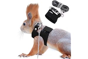 ADNIKIA Squirrel Traction Rope Strap Anti-Biting Chain Rope, Adjustable Vest, Small Animal Walking Harness with Lead Leash, Hamster Gerbil Rat Mouse Ferret Chinchilla Small Animal Walking Leash