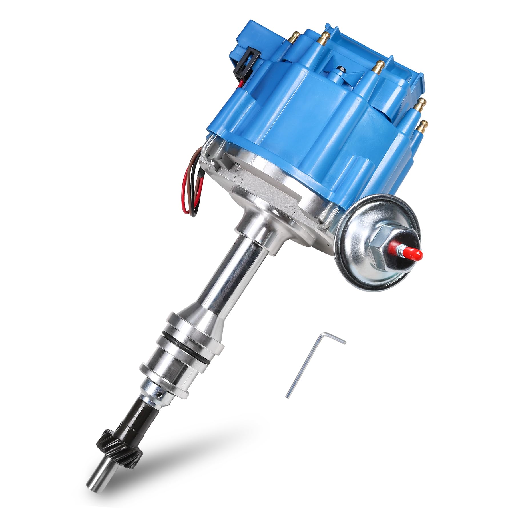 Photo 1 of Ignition Distributor W/ 65k Coil One Wire Replacement For Ford 351W Windsor HEI SBF Small Block Blue HEI Distributor Replace 1035113, JM6510BL