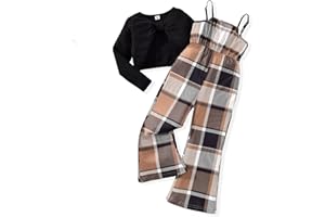 HIHA Girls Sleeveless Jumpsuits Outfit Long Sleeve Twist Front Tops Romper Clothes Set Size 4-12