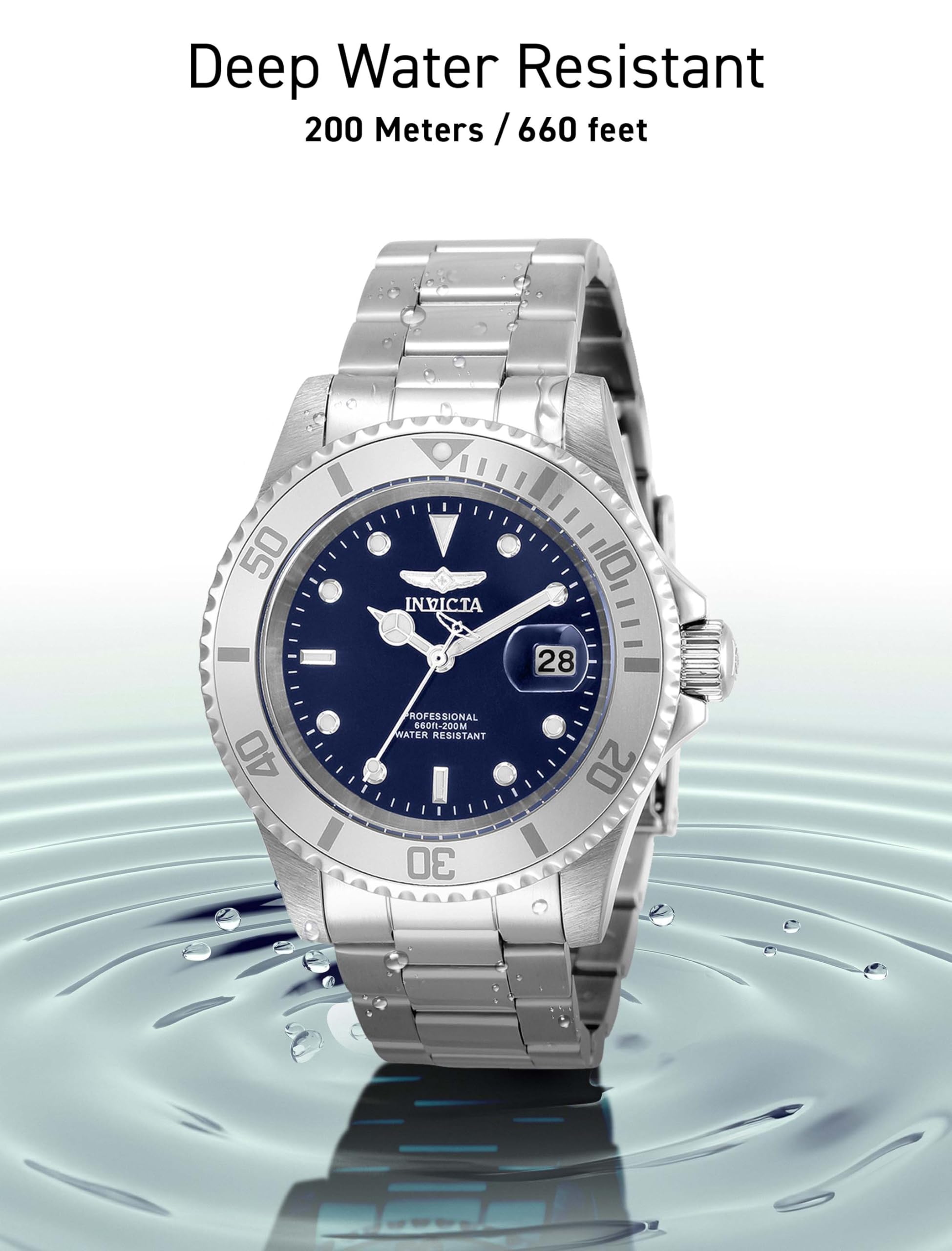 Invicta 40mm Men's Pro Diver Blue Dial Silver Tone Stainless Steel Watch 34023