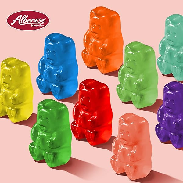 ALBANESE CANDY, GREEN APPLE GUMMI BEARS, 5-POUND BAG