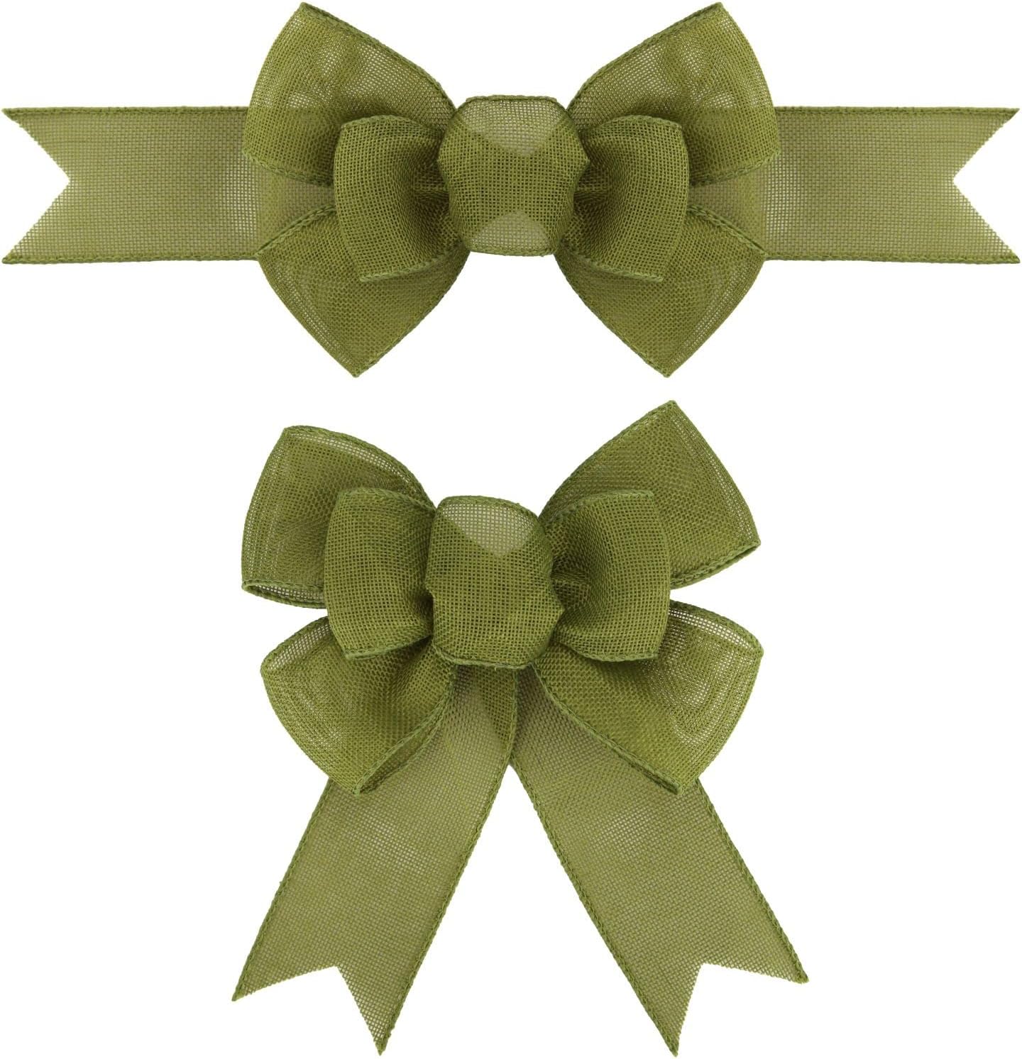 Bows & Ribbons - Meseey 2 Pcs Spring Moss Wired Ribbon Sage Green Handmade Premade Burlap Bows for Wreaths Tree Decorations Gift Wrapping Outdoor Decoration (Sage Green)
