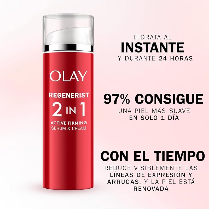 Olay regenerist ultra firming and light day serum, fórmula com niacinamida (vitamina b3) e peptídeos, hidratação instantânea e 24h, 50ml