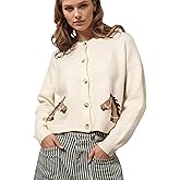 AIHUKOCY Women Horse Graphic Printed Button Down Crop Sweater Cardigan Long Sleeve Crew Neck Knit Casual Cropped Cardigans