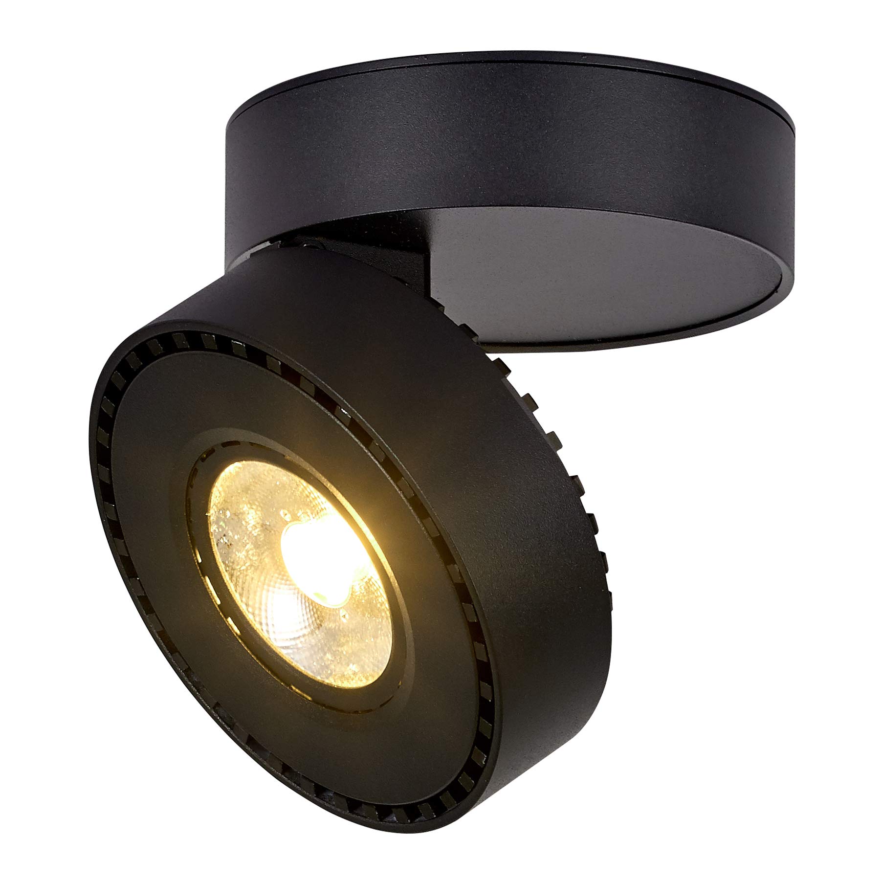 Dr.lazy Indoor 12W LED Adjustable Ceiling Spots Ceiling lamp Ceiling Light Spotlight Surface Mounted spotlights Downlight,10X10x6CM (Black-3000K)