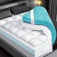 Dual Layer 4 Inch Memory Foam Mattress Topper for Pain Relief with 2X Support, 2" Fluffy Pillow Top King Mattress Topper Plus 2" Odor-Free Cooling Gel Memory Foam Ultra Comfort Mattress Pad Cover