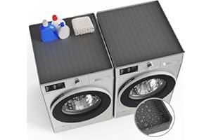 COAZEX 2 PCS Washer and Dryer Top Protector Mat, 23.6'' x 23.6'' Silicone Mat for Washer and Dryer Top, Non-slip Waterproof Washer and Dryer Covers for the Top for Laundry & Kitchen (Dark Gray)