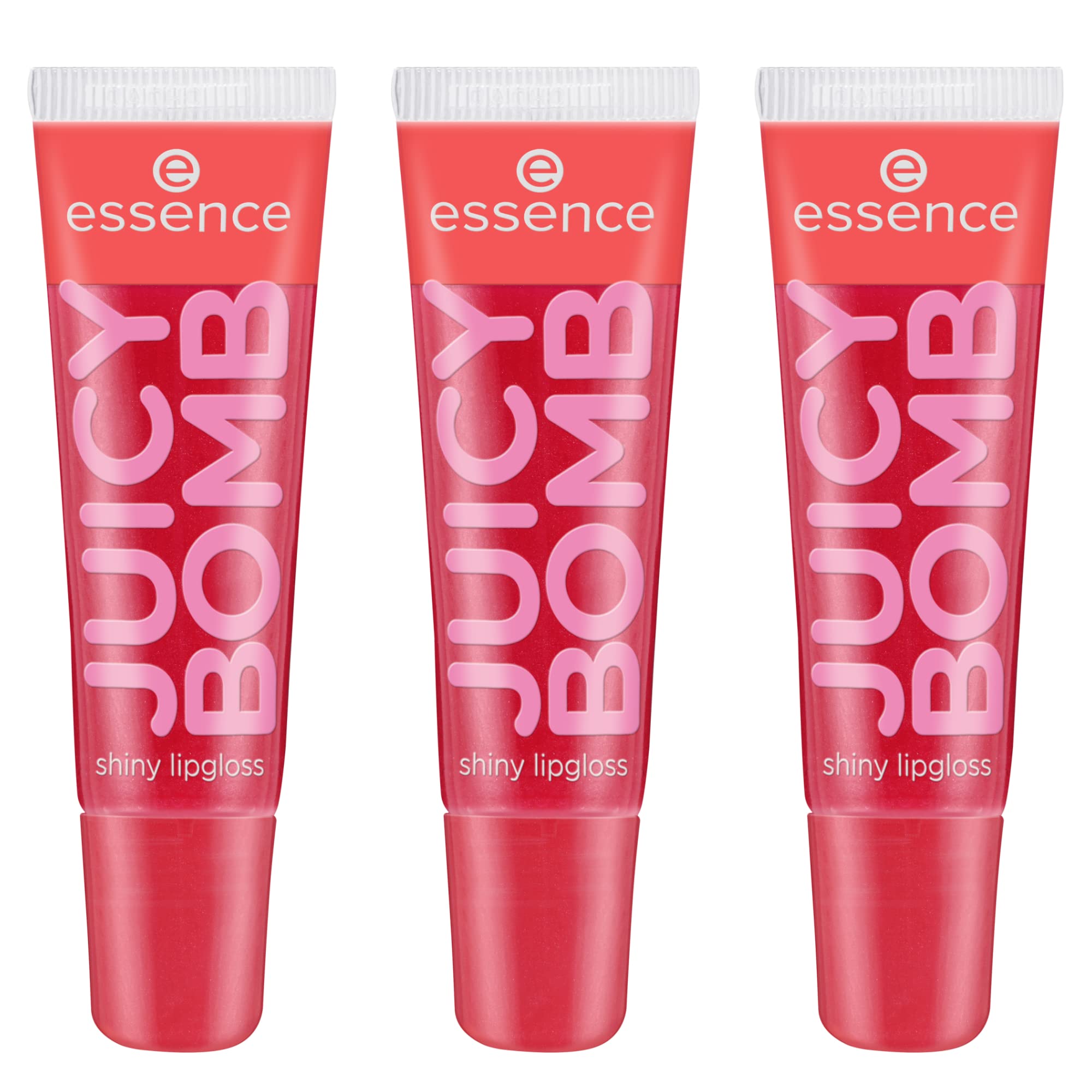 essence Juicy Bomb Shiny Lip Gloss No. 104, Red, Shiny, Radiant Fresh, Shimmering, Vegan, Alcohol-Free, Paraben-Free, No Microplastic Particles, Pack of 3 (3 x 10 ml)