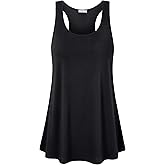 Cestyle Womens Sleeveless Scoop Neck Flowy Loose Fit Workout Shirts Racerback Long Tank Tops