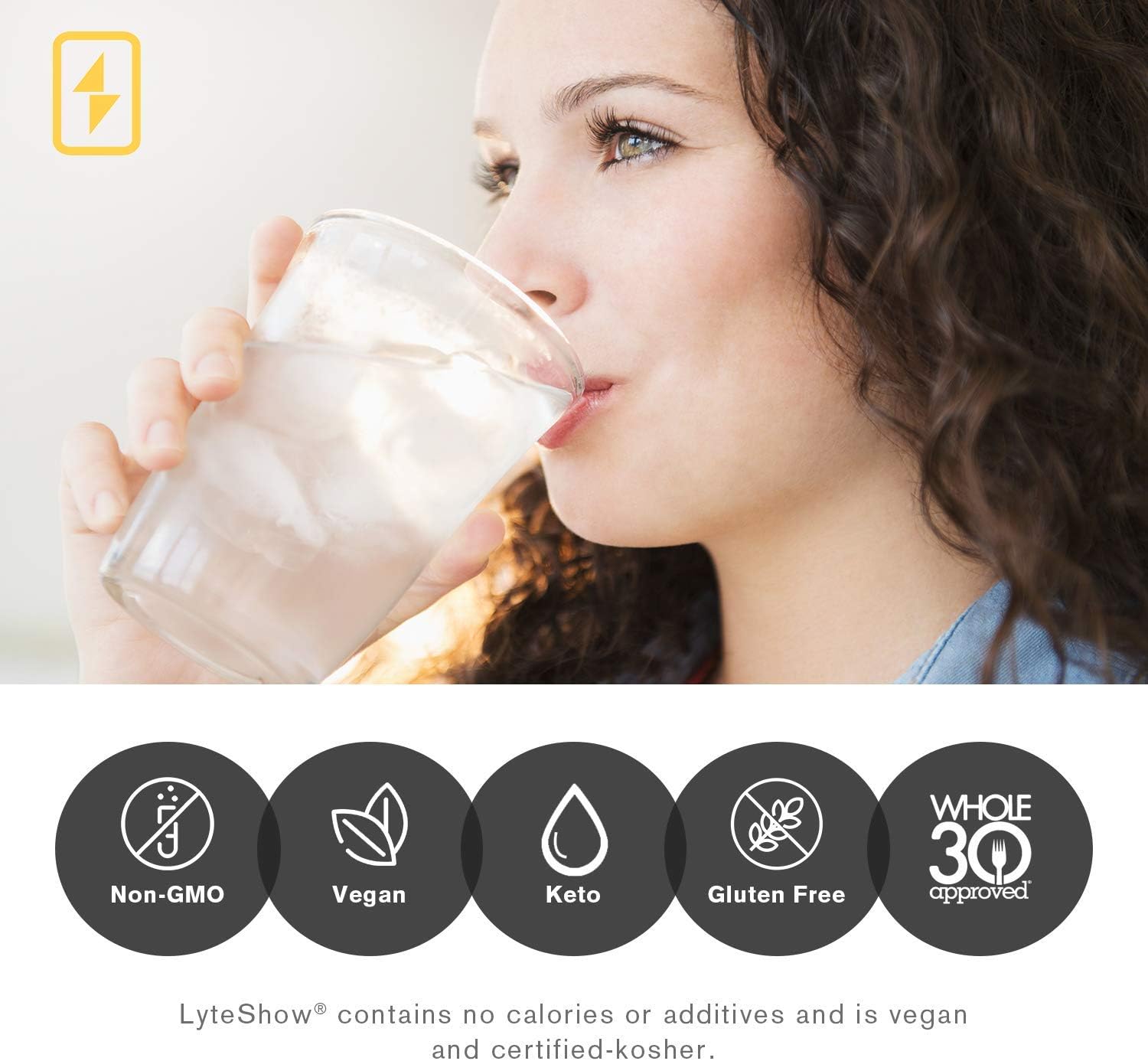 LyteShow Sugar-Free Electrolyte Supplement for Hydration and Immune Support - 40 Servings - Keto Friendly - Zinc and Magnesium for Rapid Rehydration, Workout, Muscle Recovery and Energy - Vegan: Health & Personal Care