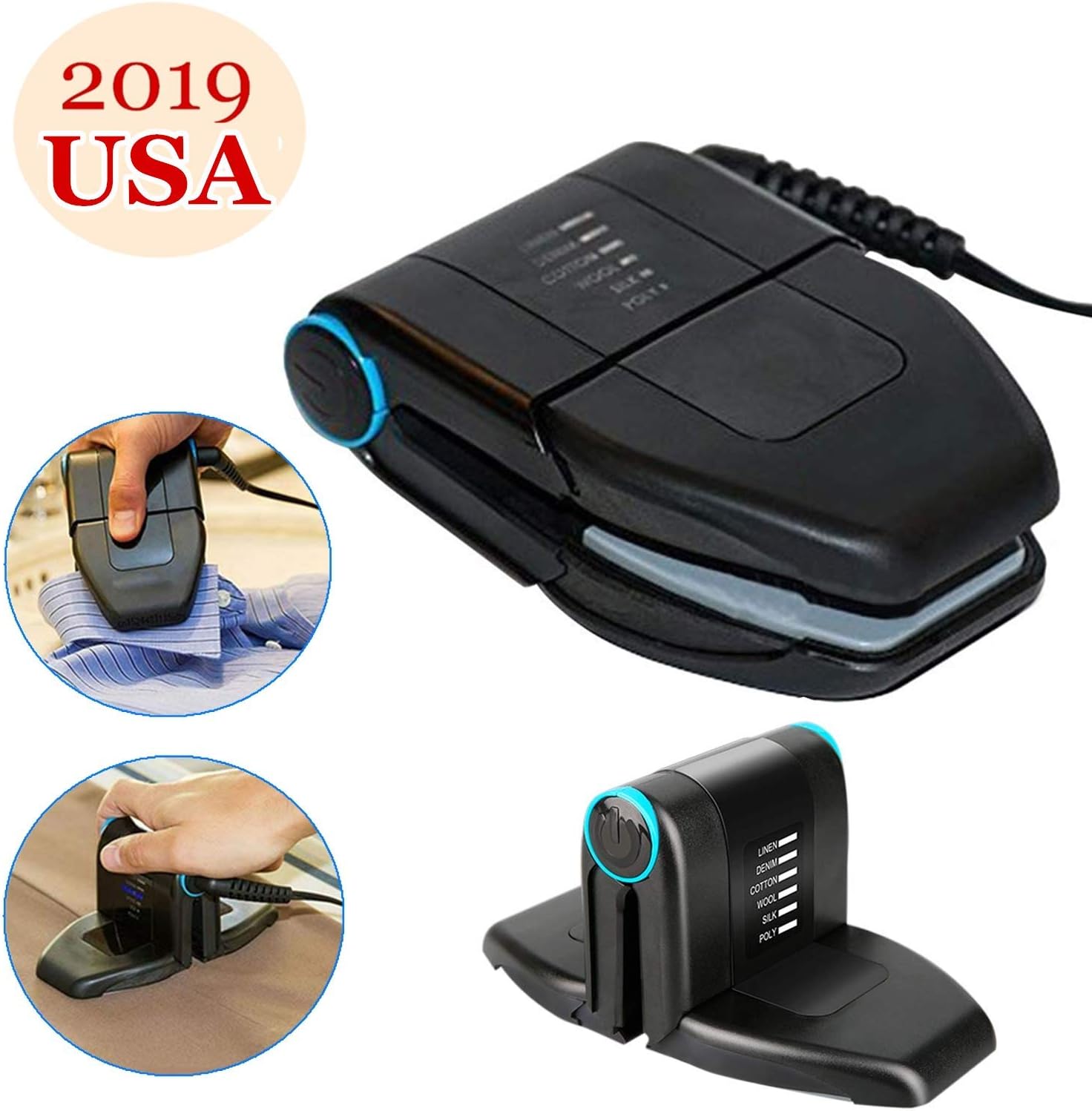 uhmhome Folding Mini Collar Iron Portable Electric Mini Iron Double Ironing for Travel Home Business