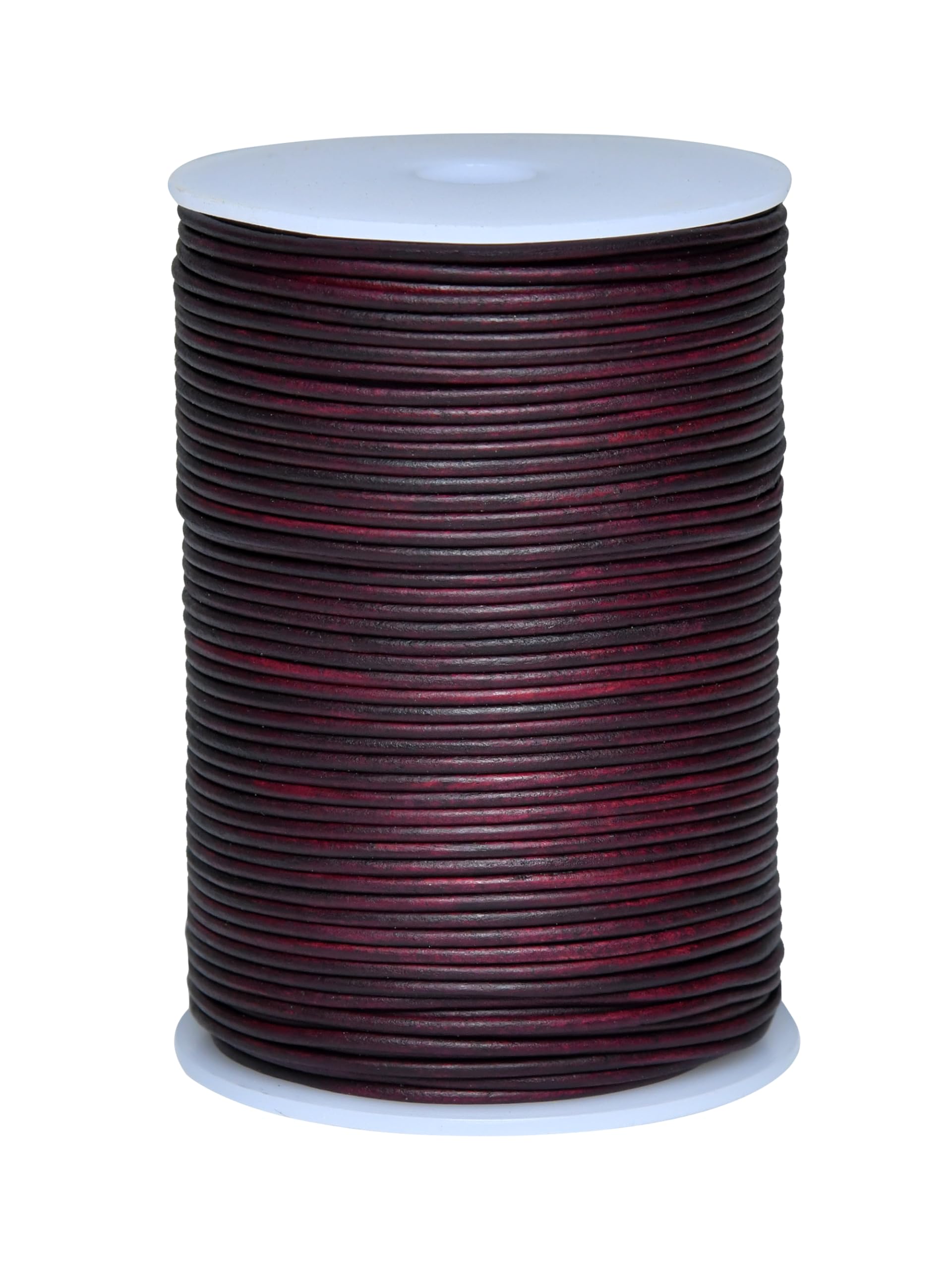 Cords Essentials Round Genuine Leather String Cord, Rope for Jewelry Making, Necklaces, Bracelets, Kumihimo Braiding, Wraps, Crafts and Hobby Projects (Distressed Tibetan Red, 2.0 MM) — image 1