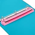 WORKLION 3 Ring Hole Puncher for Binders,Pink,with 10" Ruler, Plus Paper-chip Tray Design,Paper line up Guide,5 Sheets Capacity…