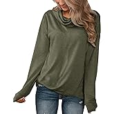 Minthunter Women's Long Sleeve Pullovers Cowl Neck Tunic Shirt Casual Sweatshirt Tops