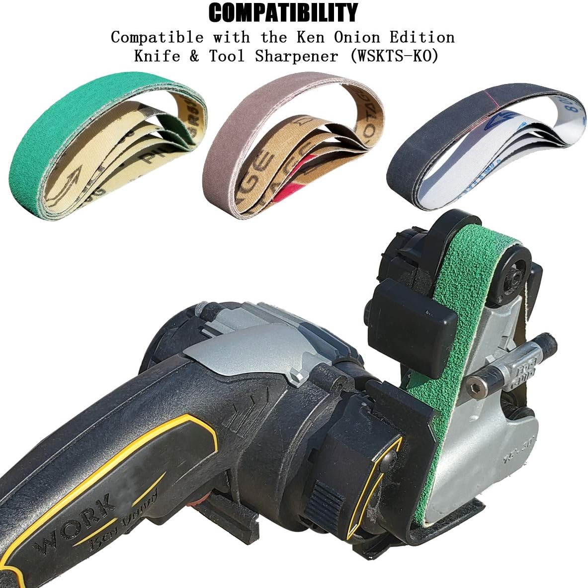24 Pcs Knife Sharpener Sanding Belts, 3/4" x 12" Replacement Belt Kit for the Ken Onion Edition Work Sharp Knife & Tool Sharpener - 4 belts each of 80/120/240/400/1000/1200 Grits - - 