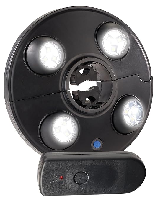 Luminea Sonnenschirmleuchte: LED-Schirmleuchte mit 4 dreh- & dimmbaren Spots, 200 lm, Fernbedienung (Sonnenschirm Lampe)