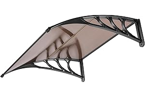 VIVOHOME Polycarbonate Window Door Awning Spliced Canopy Brown with Black Bracket 40 Inch x 40 Inch