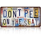Vintage License Plate Inspirational Quotes Wall Decor Don't Pee On The Seat Metal Tin Sign For Beach 12 x 6 Inches