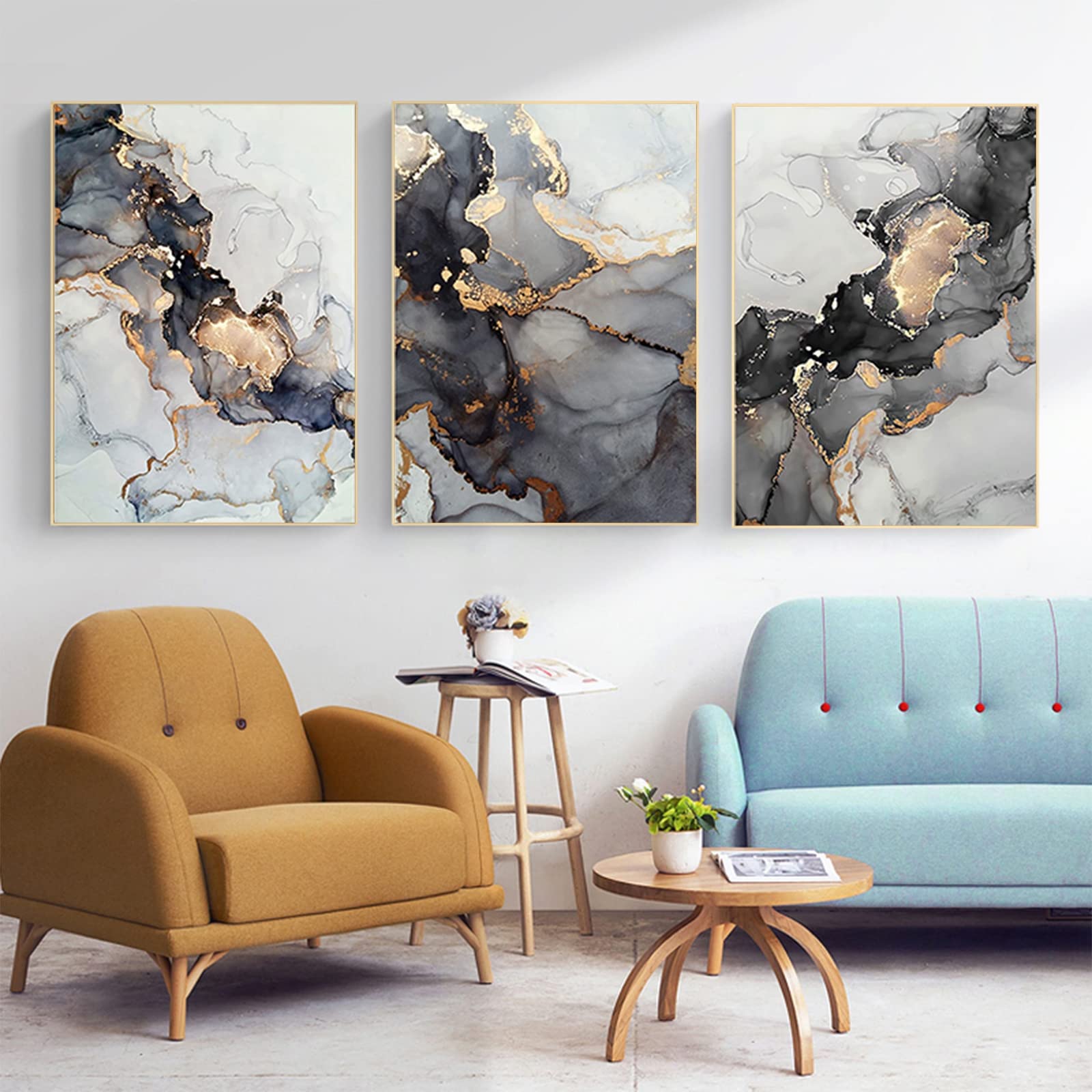 MKHFUW Modern Abstract Wall Painting, Art Decoration, Islamic Picture, Arabic Calligraphy Decoration, Ink Painting, Poster, Frameless (Wall Art - 2.50x70cm*3)