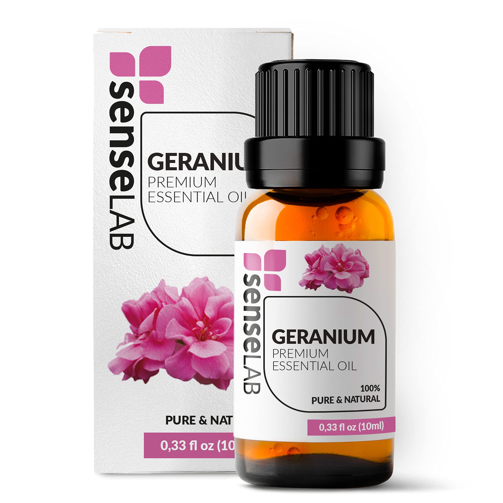 SenseLAB Geranium Essential Oil - 100% Pure Extract - Therapeutic Grade - Diffuser & Humidifier - Skin Care - Relaxing & Soothing - Aromatherapy (10 ml)