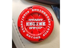AMOHOMA Push Start Button Cover Car Engine Start Stop Button Cover for Car and Some Motorcycle Universal Rotating Push Start Button Cover Red(English-RED)