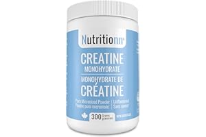 Creatine Monohydrate Powder 300 Grams - Made in Canada - Increases Muscle, Strength, Performance - Pure Unflavoured Micronize