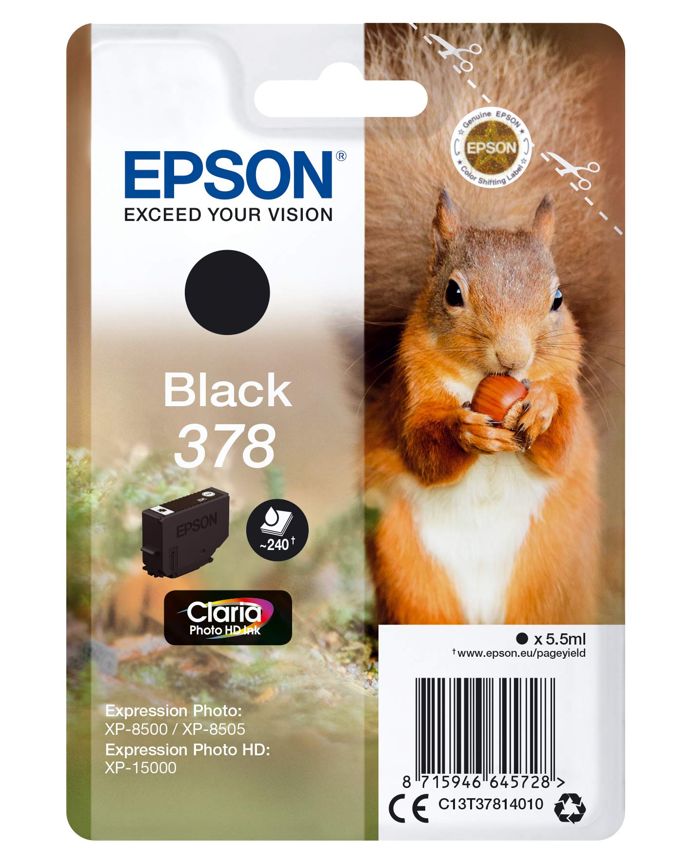 Epson C13T37814020 Inkjet Cartridge - Black