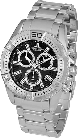Jacques Lemans 1-1805G Sports Analogue Black Dial Watch for Men, Boys