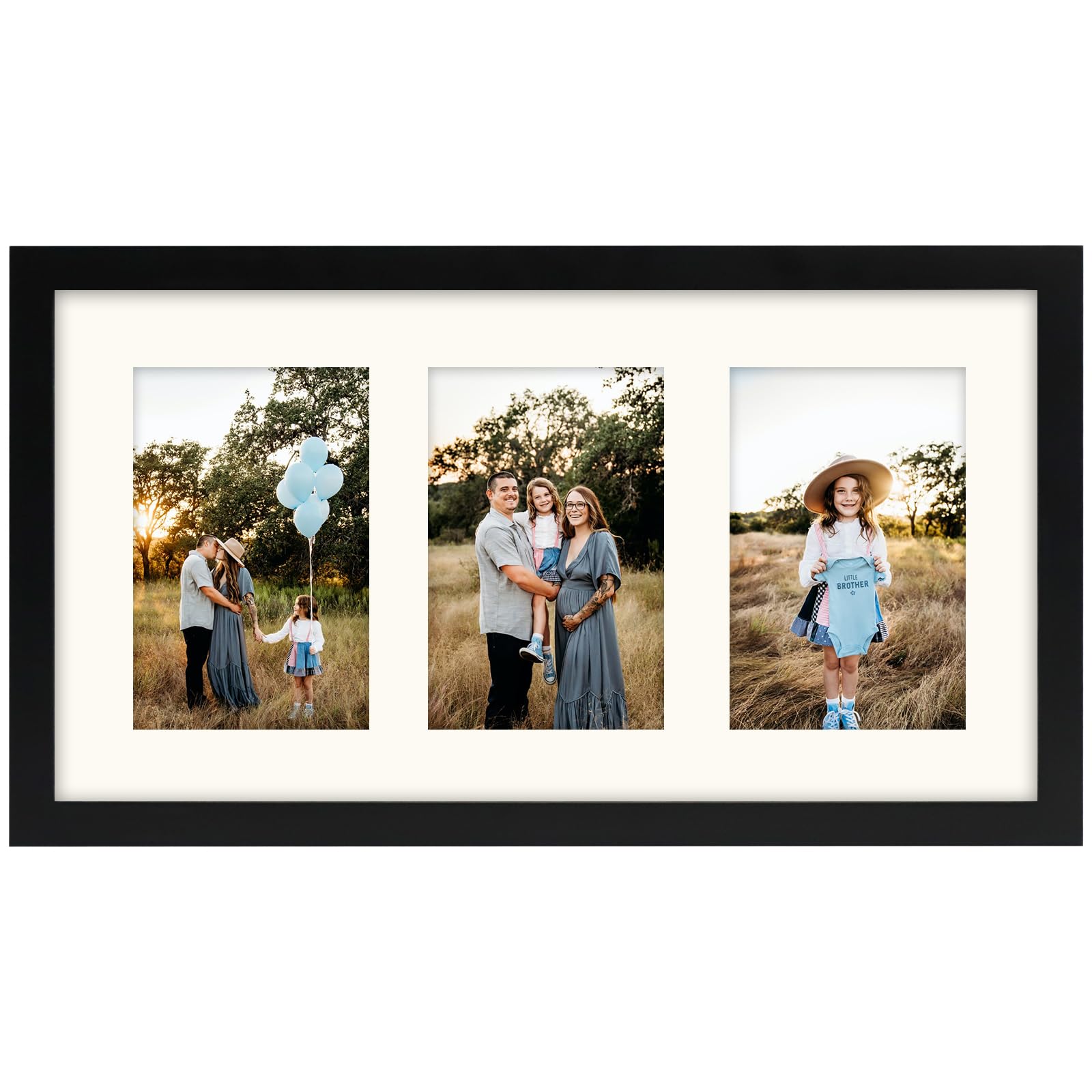 AVEAX 8x15 (20x38 cm) Photo Frame Display Three 4x6 Frames Multiple Photos, Black