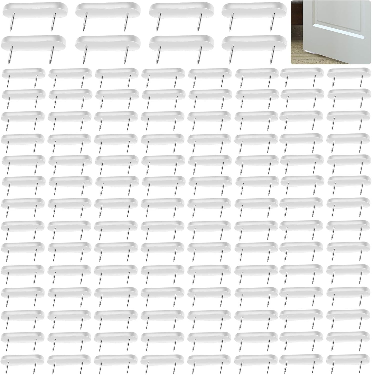Bed Skirt Glide Pins Plastic Head Double Pins Furniture Chair Leg Pins White Glide Nails Holding Pins for Bedskirts and Slipcovers (100 Pieces): Kitchen & Dining