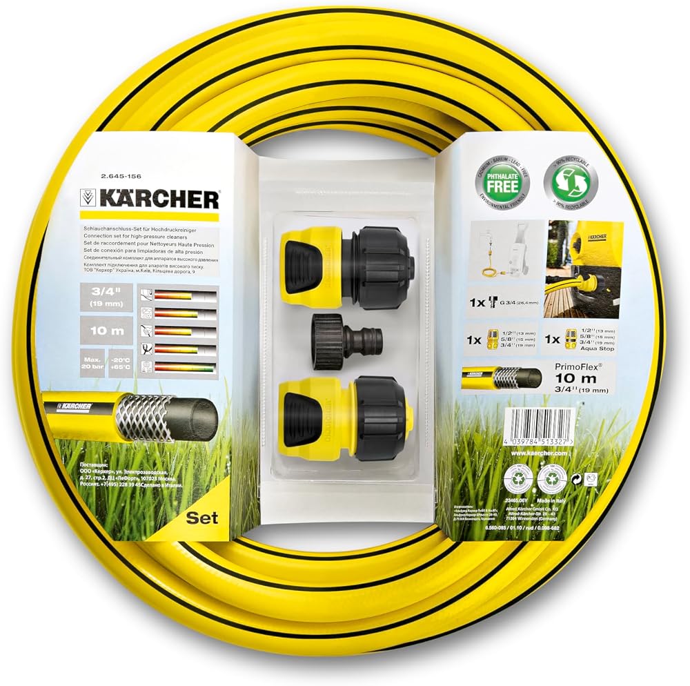 Kärcher Hose Connection Set for Pressure Washers 10 Metre Black Yellow