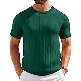 COOFANDY Men's T-Shirts Short Sleeve Crewneck Knit Shirts Summer Ribbed Textured Tee Shirts