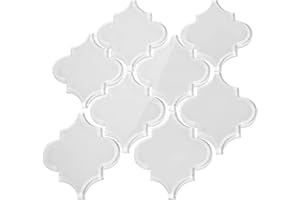 Giorbello Glass Arabesque Tile (11 Sheets (Case), Bright White)